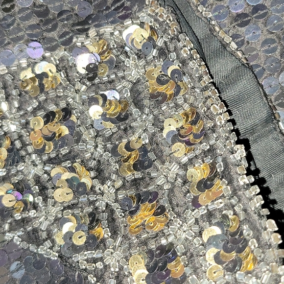 NWT Vintage Cee Cee Black Silk Sequin & Beaded High Rise Shorts Retro India MD - Picture 13 of 15